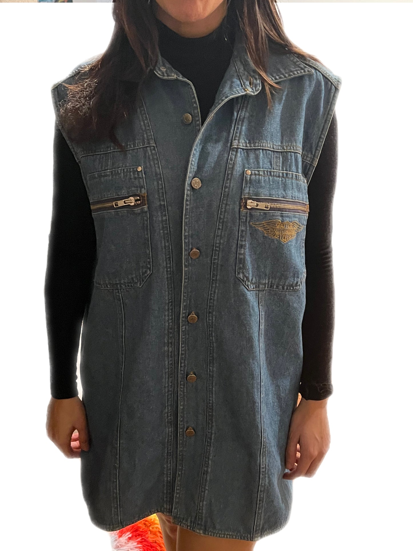 HARLEY DAVIDSON DENIM SLEEVELESS SHIRT